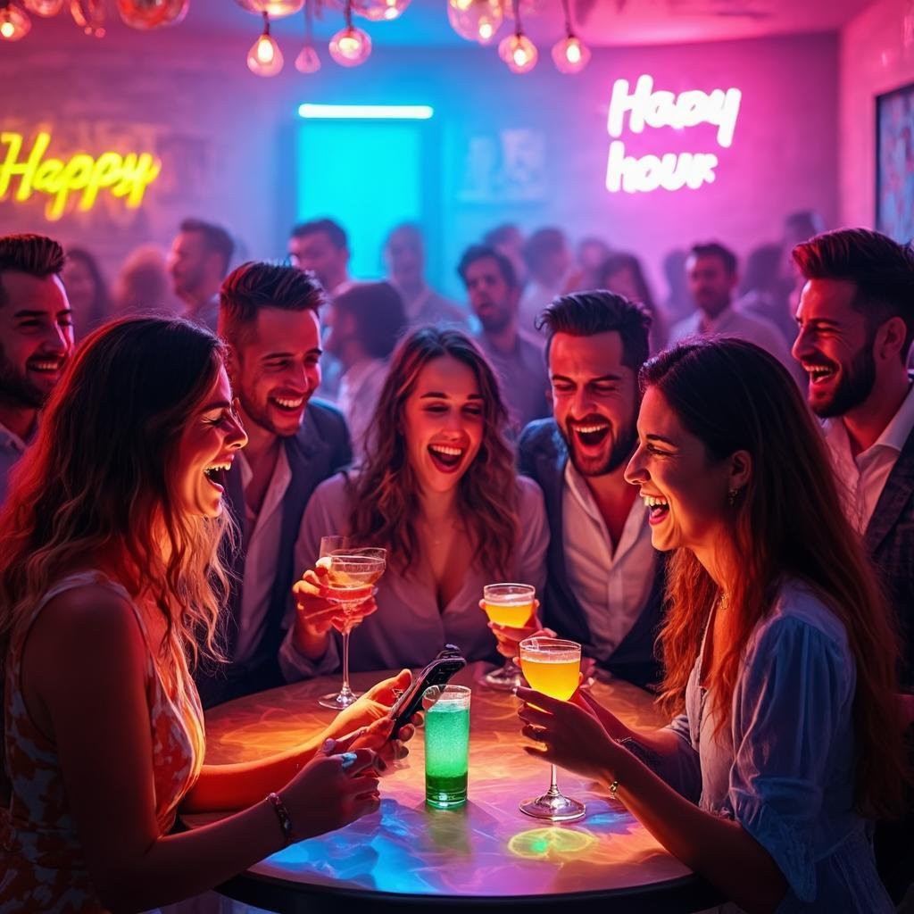 Adults playing party game app