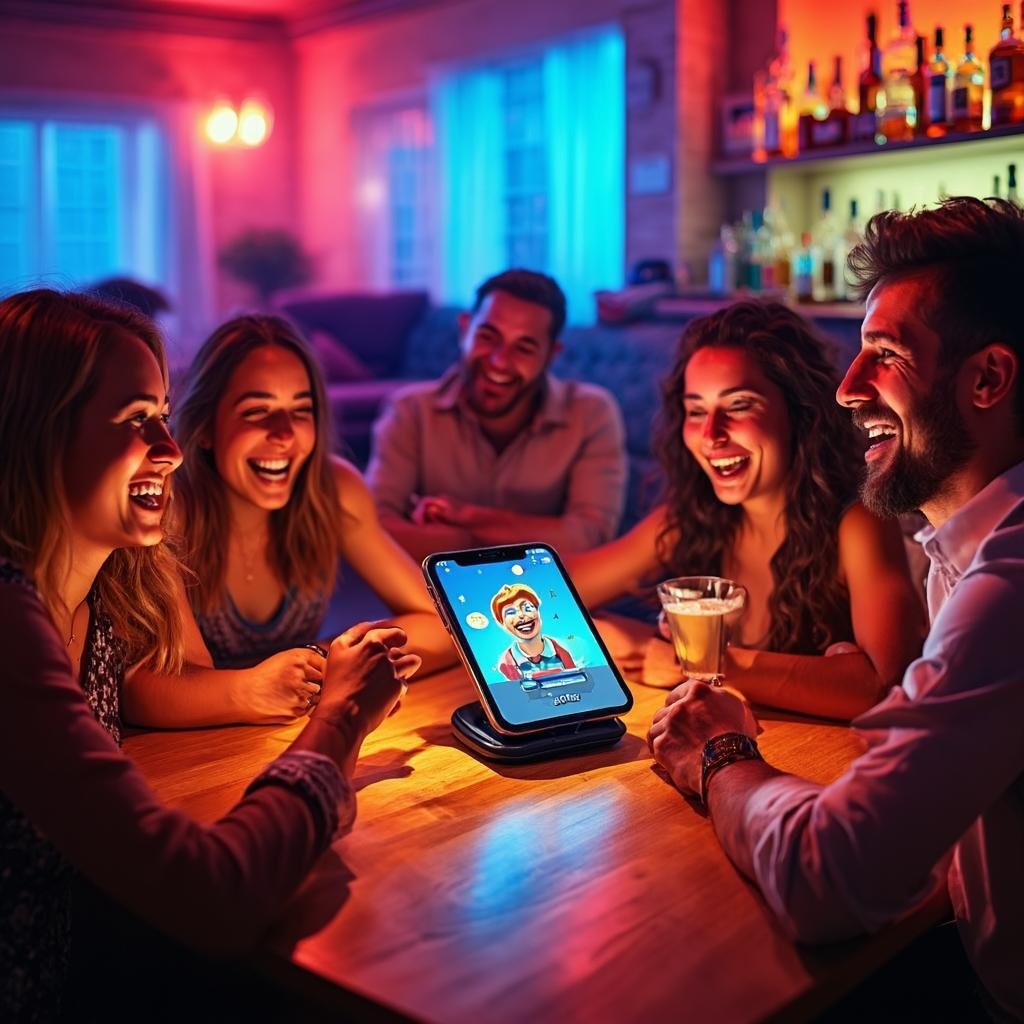 Adults playing party game app